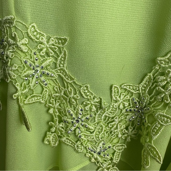 Vintage Y2K Grunge Fairy Embroidered Rhinestone Trim Asymmetrical Hem Skirt M-L - Picture 9 of 16